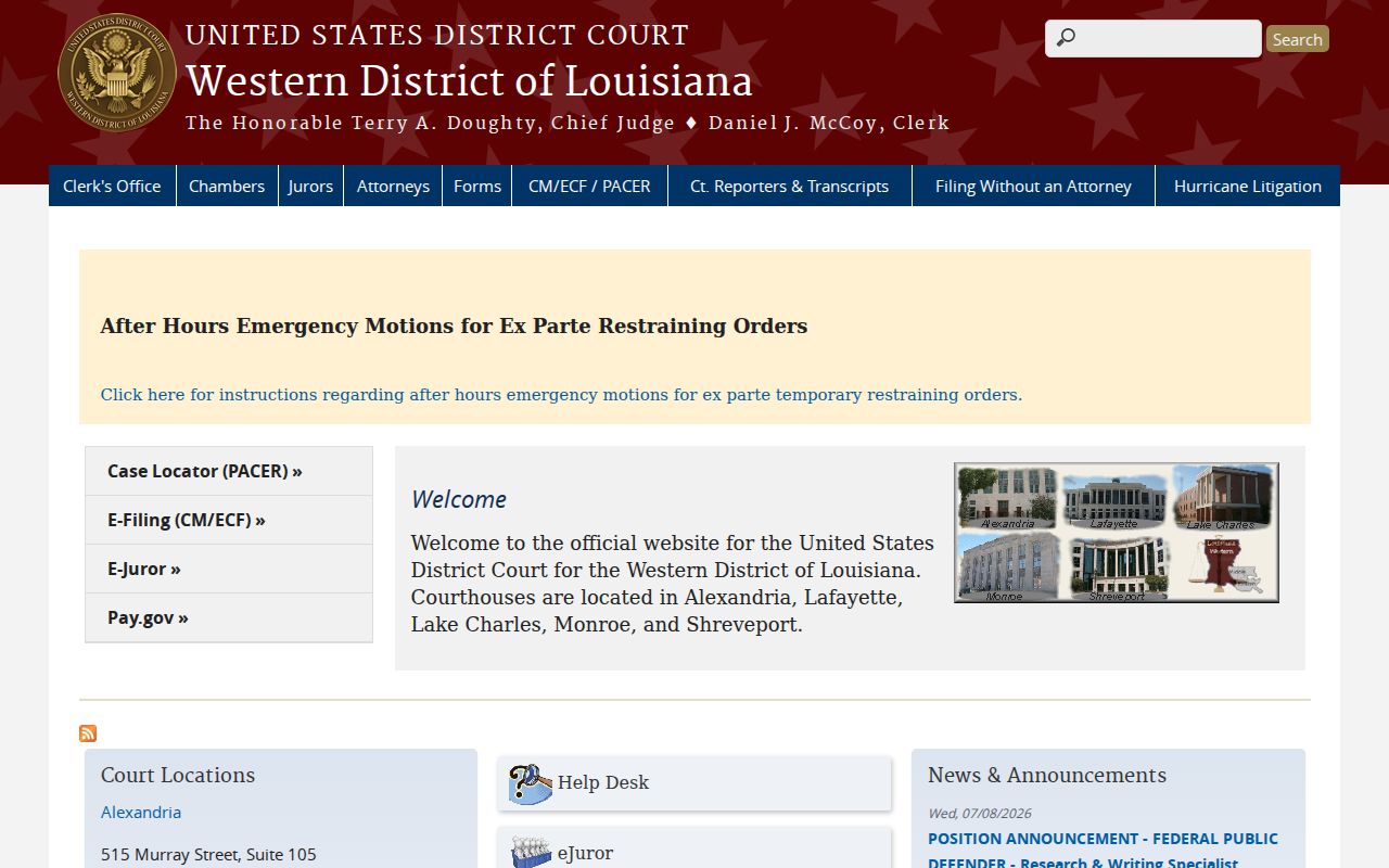 United States District Court for the Western District of Louisiana website