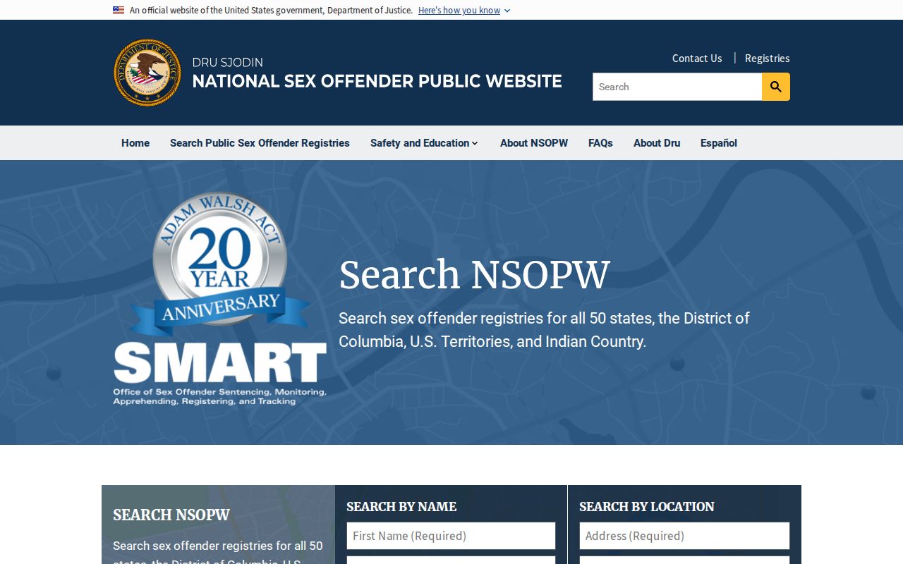 Rapides Parish sex offender search through the national NSOPW service