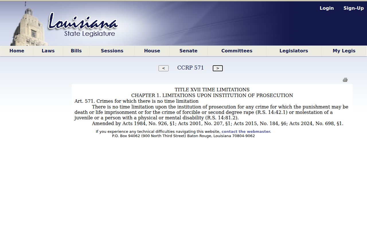 Louisiana definitions used in Rapides Parish sex offender registry records